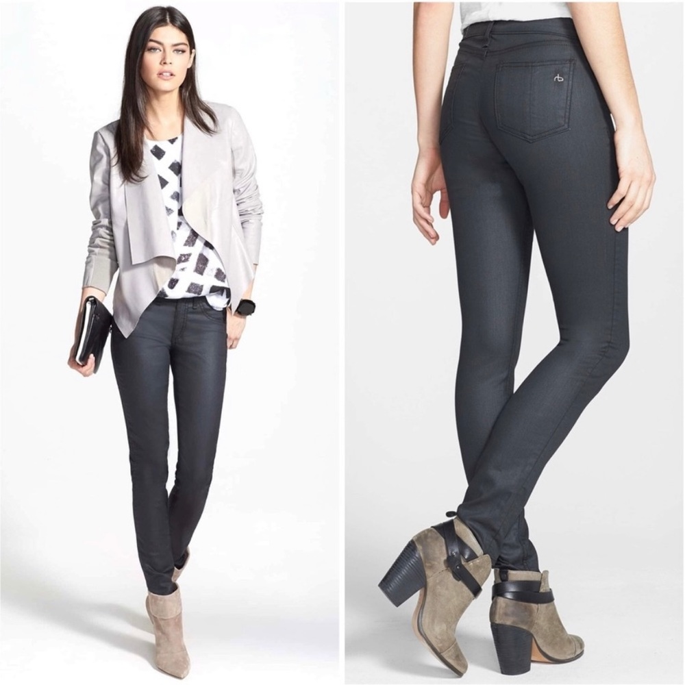 RAG & BONE shoreditch Size 28 Women's Cotton Blend Black coated Denim Jeans - Picture 1 of 11
